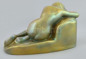 Liipola Yrjö, formatervező (1881 - 1971) Zsolnay: Kétségbeesés. Eozin mázas porcelánfajansz. Mázrepe...