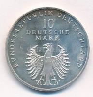Németország 1998F 10M Ag "50 éves a Német Márka" T:1- kis patina Germany 1998F 10 Mark Ag ...