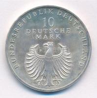 Németország 1998F 10M Ag "50 éves a Német Márka" T:1- kis patina Germany 1998F 10 Mark Ag ...