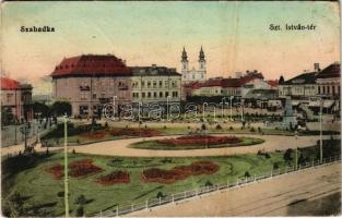 1915 Szabadka, Subotica; Szent István tér, piac, üzletek / square, market, shops (EK)