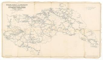 cca 1941 Magyar Királyi Államvasutak közúti gépkocsiüzem (MÁVAUT) autóbuszvonalainak átnézeti térkép...