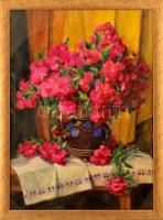Juhászné Ráth Olga (1891-1969): Csendélet. Akvarell, papír. Jelzett. Dekoratív fakeretben. 80×60 cm