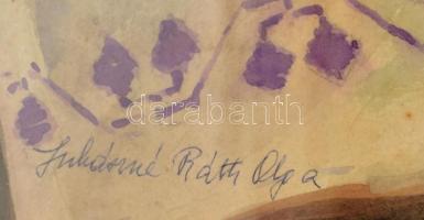 Juhászné Ráth Olga (1891-1969): Csendélet. Akvarell, papír. Jelzett. Dekoratív fakeretben. 80×60 cm