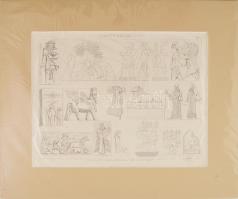 cca 1900 Festészet és szobrászat ábrázolása acélmetszet paszpartuban 32x24 cm