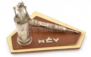 MÉV dísztárgy (Mecseki Ércbánya Vállalat) fém bányász emlék. 22x16 cm