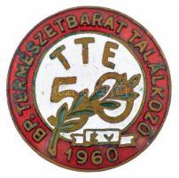 ~1960. TTE 50 év - Bp. Természetbarát Találkozó - 1960 zománcozott bronz jelvény T:1- apró zománchibák