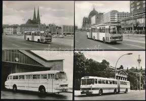 1987 Berliner Omnibusse 1846-1987 / Berlin autóbuszai, 15 db fekete-fehér fotó, kiadói papírtokban, 14,5x10 cm