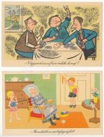13 db MODERN magyar grafikai képeslap az 1950-60-as évekből / 13 MODERN Hungarian graphic motive postcards from the 50s and 60s