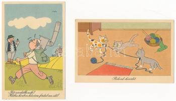 13 db MODERN magyar grafikai képeslap az 1950-60-as évekből / 13 MODERN Hungarian graphic motive pos...