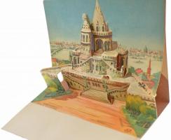 Budapest I. Halászbástya - modern kihajtható dimenziós képeslap. Képzőművészeti Alap / modern pop-up folding dimension postcard (21 x 10,5 cm) (fa)