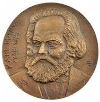 Sz. Egyed Emma (1935-2016) DN Karl Marx 1818-1883 egyoldalas bronz plakett (120mm) T:1- patina, hátoldalán kis papírcetli /  Hungary ND Karl Marx 1818-1883 two-sided bronze plaque. Sign.:Emma Sz. Egyed (120mm) C:AU patina, a small piece of paper glued on its backside