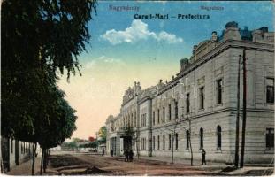 Nagykároly, Carei; Megyeháza. Vasúti levelezőlapárusítás 10. sz. 1916. / Prefectura / county hall + 1940 Szatmárnémeti visszatért So. Stpl. (EK)