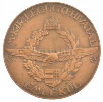 1936. "M. Kir. Légügyi Hivatal - Emlékül" egyoldalas bronz emlékérem hátoldalán gravírozással "Balaton 1936. IX. 4-8." (50mm) T:2 patina /  Hungary 1936. "Hungarian Royal Aviation Office - In memory" one-sided bronze medallion with engraving on the back "Balaton 1936. IX. 4-8." (50mm) C:XF patina