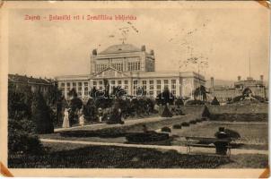 1913 Zagreb, Agram, Zágráb; Botanicki vrt i Sveucilisna biblioteka / botanical garden, university library (vágott / cut)