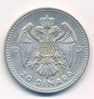 Jugoszlávia 1931. 20D Ag "I. Sándor" T:1-,2 
Yugoslavia 1931. 20 Dinara Ag "Alexande...