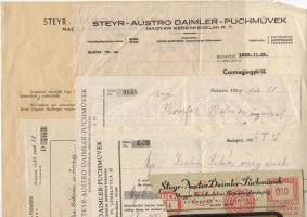 Magyarország 1939 6 db Steyr cégjelzésű számla, boríték stb.