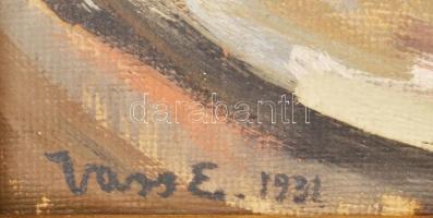 Vass E. jelzéssel: Csendélet. Olaj, farost. 50x40 cm Dekoratív, sérült fakeretben