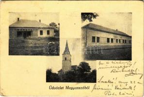 1948 Megyaszó, Református templom, Hangya szövetkezet üzlete és saját kiadása (fa)