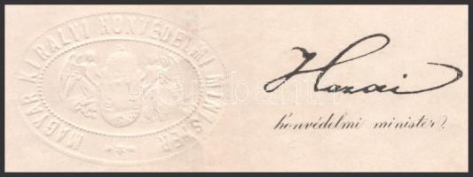 1916 Bronz katonai érdemérem adományozó oklevél Hazai Samu hadügyminiszter sokszorosított aláírásáva...