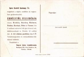 Erdélytől Felvidékig. Magyar Kórus kiadóhivatal irredenta reklám képeslapja, Trianon (EB)