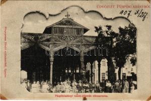 1907 Püspökladány, vasútállomás előcsarnoka. Fénynyomat Divald műintézetéből (vágott / cut)