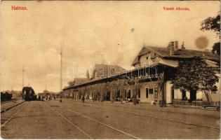 1912 Hatvan, vasútállomás, vonat (fl)