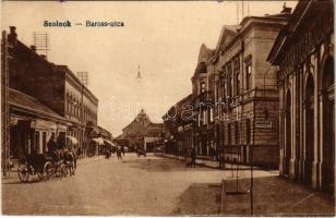 1919 Szolnok, Baross utca, Bánóné üzlete. Vasúti levelezőlapárusítás 9195.