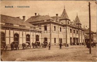 1919 Szolnok, vasútállomás. Vasúti levelezőlapárusítás 9198. (fa)