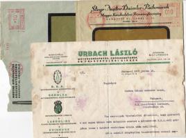 Magyarország 1930-32 4db autós témájú számla, boríték, bélyegzés