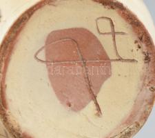 Népi erotikus, figurális váza, kis sérülésekkel, jelzett, m: 23 cm