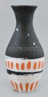 Gorka Lívia (1925 - 2011): Váza. Narancs, fekete és fehér mázakkal festett kerámia, sérült, ragasztott mázrepedésekkel. Jelzett: Gorka Lívia. m:19cm