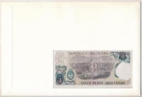 Argentína 1983-1984. 5P felbélyegzett borítékban, bélyegzéssel T:I 
Argentina 1983-1984. 5 Pesos in...