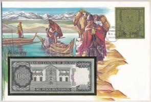 Bolívia 1982. 1000P felbélyegzett borítékban, bélyegzéssel T:I Bolivia 1982. 1000 Pesos in envelope with stamp and cancellation C:UNC