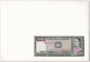 Bolívia 1982. 1000P felbélyegzett borítékban, bélyegzéssel T:I Bolivia 1982. 1000 Pesos in envelope ...