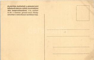 1913 Budapest V. Bontásban lévő városháztéri piarista épületből a gimnáziumi középső rész és a Kötő ...