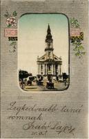 Kecskemét, Római katolikus templom. Galánthai Fekete Mihály kiadása, Art Nouveau, floral