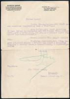 1929 Szőts Ernő, a Magyar Telefon Hírmondó és Rádió Részvénytársaság igazgatójának gépelt levele kon...