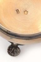 Ezüst (Ag) fűszertartó, üveg betéttel, apró lepattanások, kopott, jelzett, d:6cm, nettó:58g