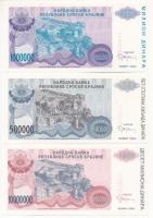 Horvátország / Krajna Szerb Köztársaság / Knin 1994. 500.000D + 1.000.000D pótkiadás alacsony "...
