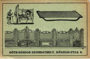 Szombathely, Góth Sándor lakatos és sodronyáru gyártó reklámlapja. Kőszegi utca 9. (vágott / cut)