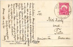 1927 Mernye, Római katolikus templom, gyógyszertár, vasútállomás, kerékpáros (EB)