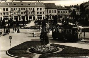 1959 Szombathely, Köztársaság tér, villamos. Képzőművészeti Alap Kiadóvállalat (EK)