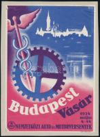 1934 Bortnyik Sándor (1893-1976): Budapest Vásár 1934. május 4-14., Nemzetközi Auto és Motorversenyek, Bp., Posner-ny., villamosplakát kartonon, az egyik sarkán apró sérüléssel, az egyik sarkán egészen kis hajtásnyommal, 24x17 cm
