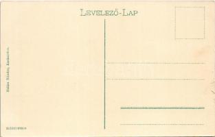 Karánsebes, Caransebes; Új takarékpénztár épülete, Özv. Halle Mórné dohány nagy tőzsde üzlete. Halás...