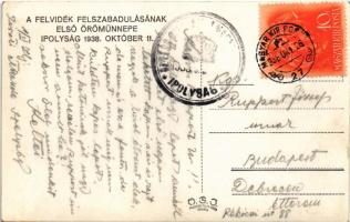 1938 Ipolyság, Sahy; bevonulás a Lengyel szálloda előtt / entry of the Hungarian troops in front of ...