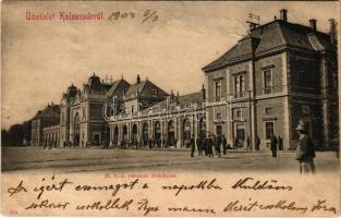 1903 Kolozsvár, Cluj; vasútállomás, indóház / railway station (r)