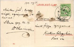 1909 Illava, Illau, Ilava; utca, kerekes kút, üzletek, templom / street, shops, well, church