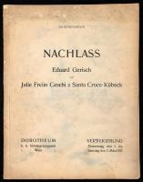 1917 Dorotheum Nachlass Eduard Gerisch und Julie Freiin Ceschi a Santa Croce-Kübeck művészeti árverési katalógus