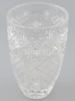 Dúsan csiszolt ólomkristály váza, hibátlan. m: 24,5 cm, d: 16 cm