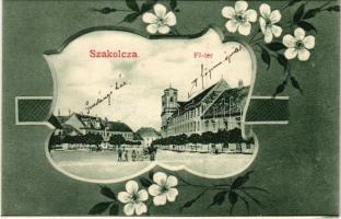 1909 Szakolca, Skalica; Fő tér / main square. Art Nouveau, floral